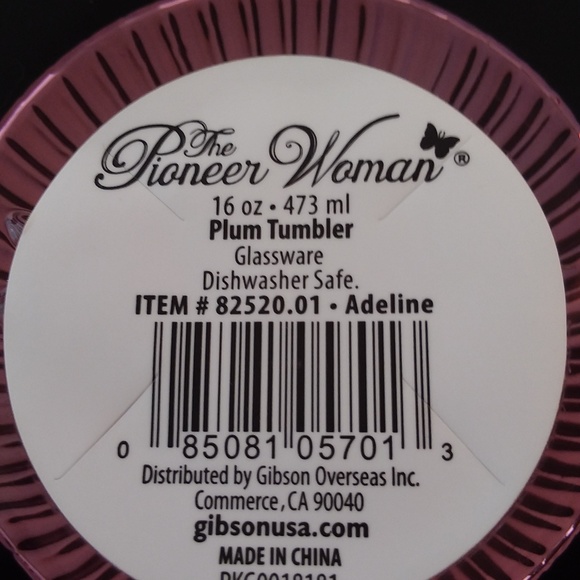Pioneer Woman Plum Glass Tumbler Adeline 16 Oz - Picture 6 of 6